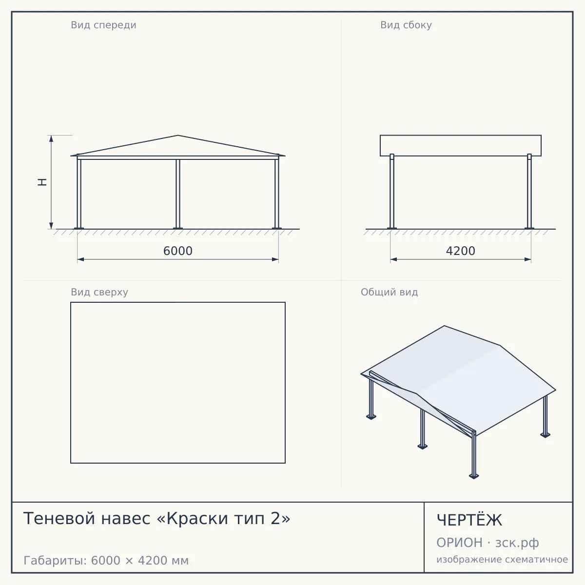 Теневой навес «Краски тип 2» — чертёж